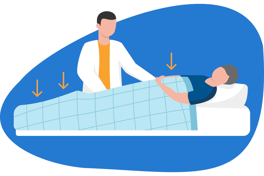 Illustration: Person nutzt eine Gewichtsdecke beim Ausruhen